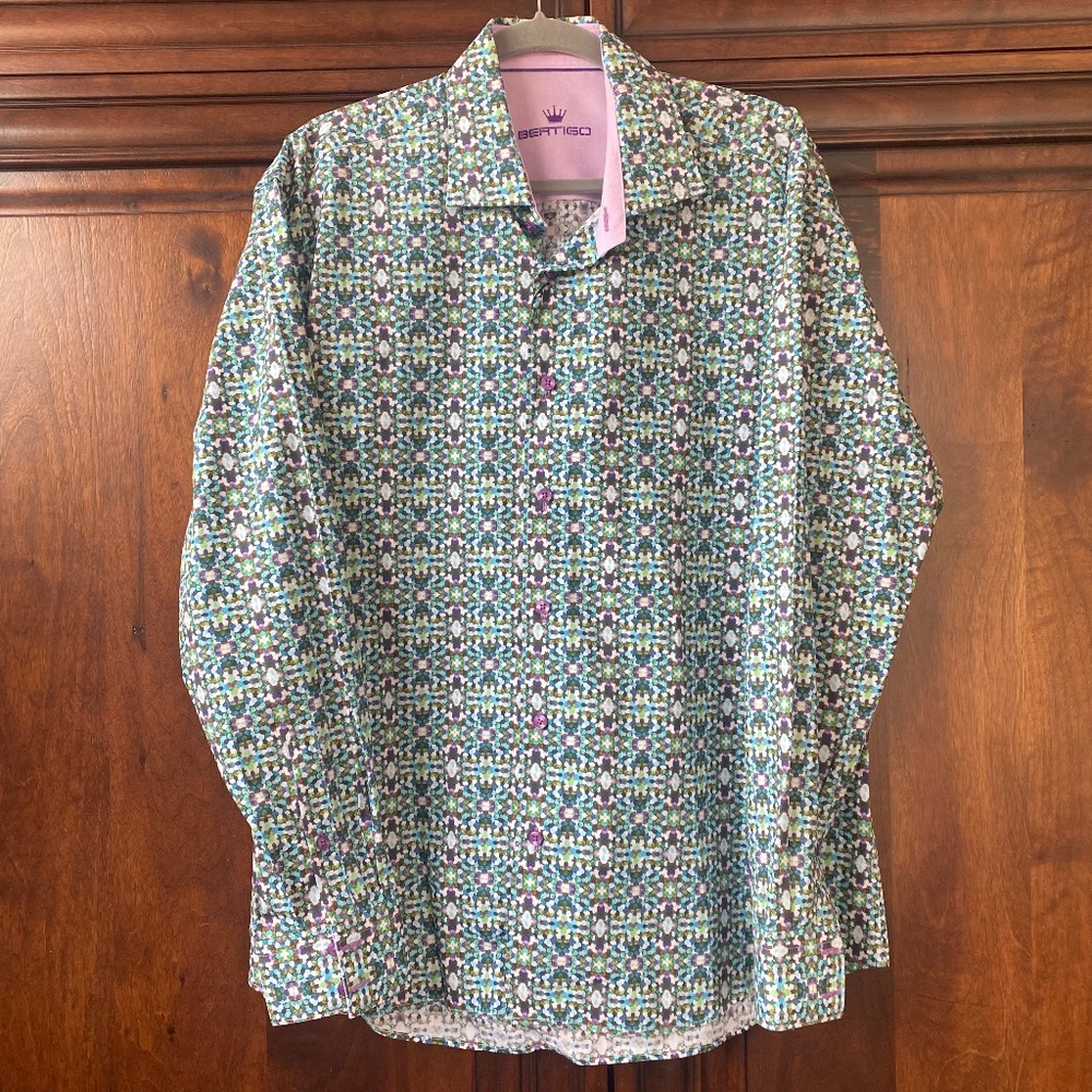 Bertigo Long-Sleeve Button-Down Collared Men's Shirt